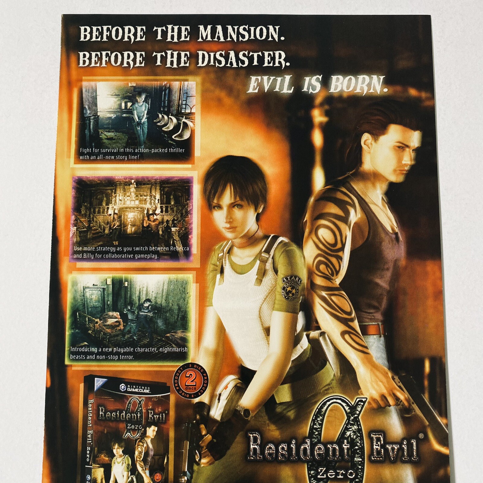 Resident Evil Nintendo GameCube Game Promo Poster Capcom 2000s Rare Print Ad