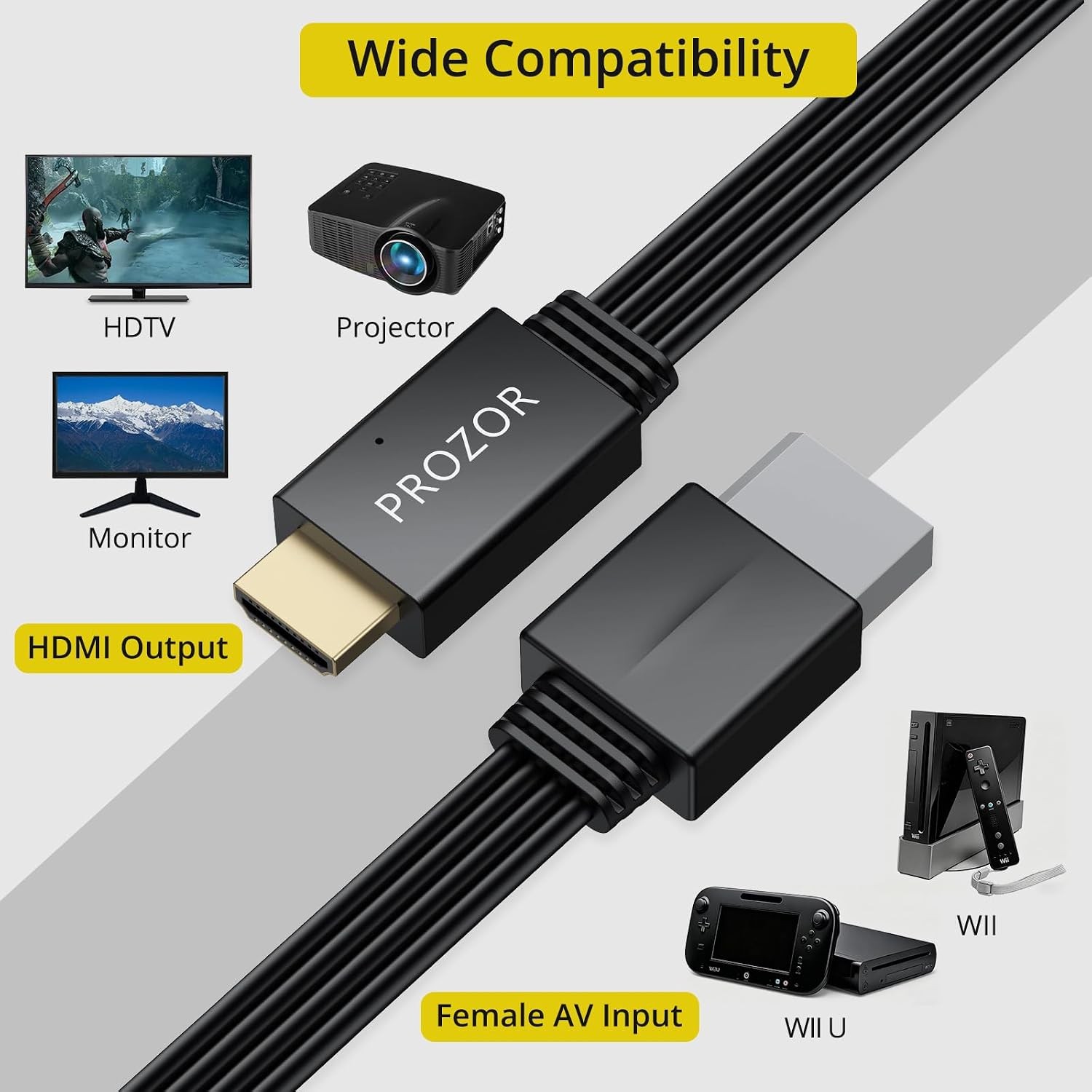 Wii to HDMI Converter 1080P 6.56ft Black HDMI Cable Adapter Full HD Wii