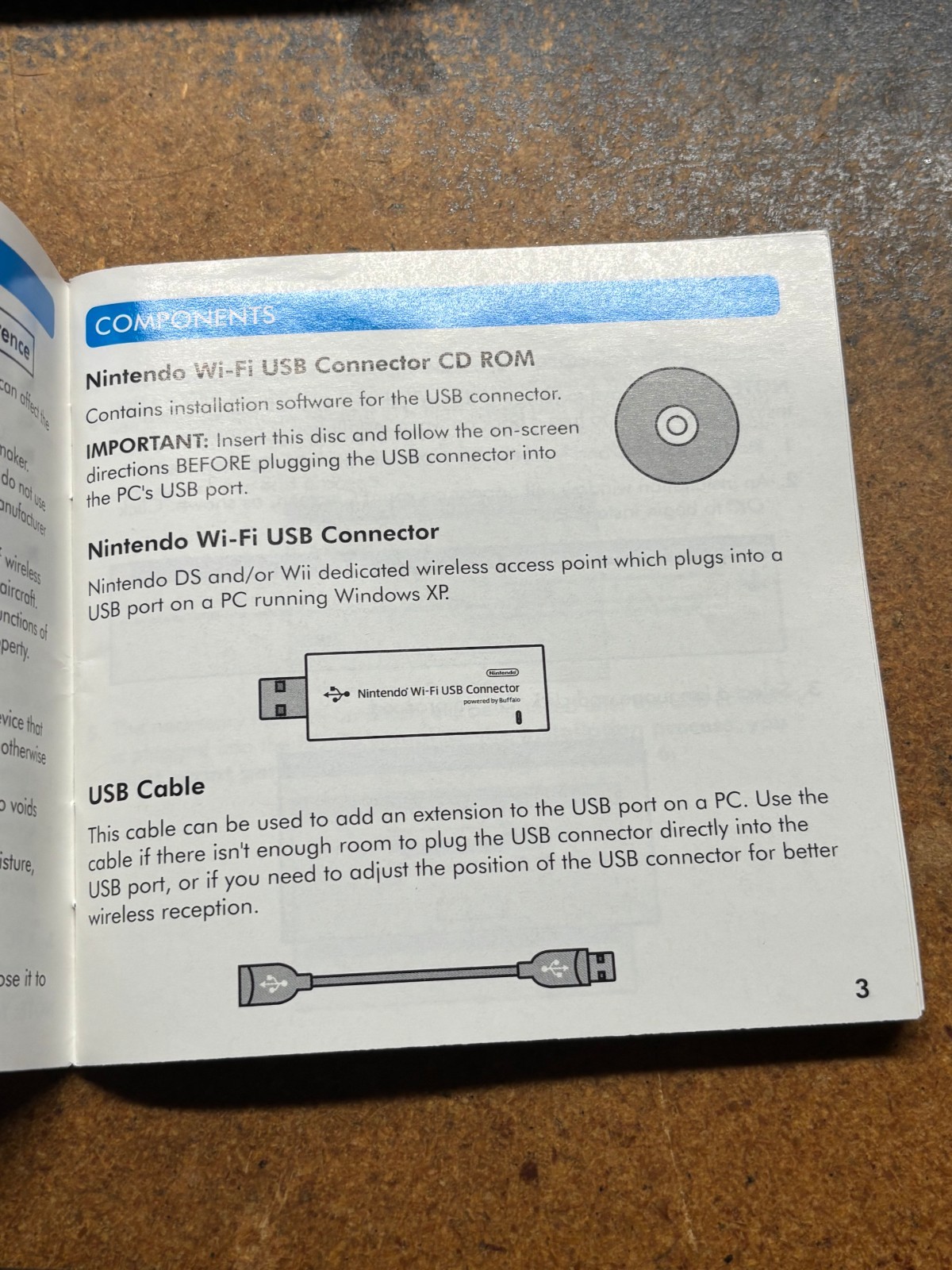NINTENDO Wi-Fi USB Connector DONGLE + Cable Papers NTR-010 USA