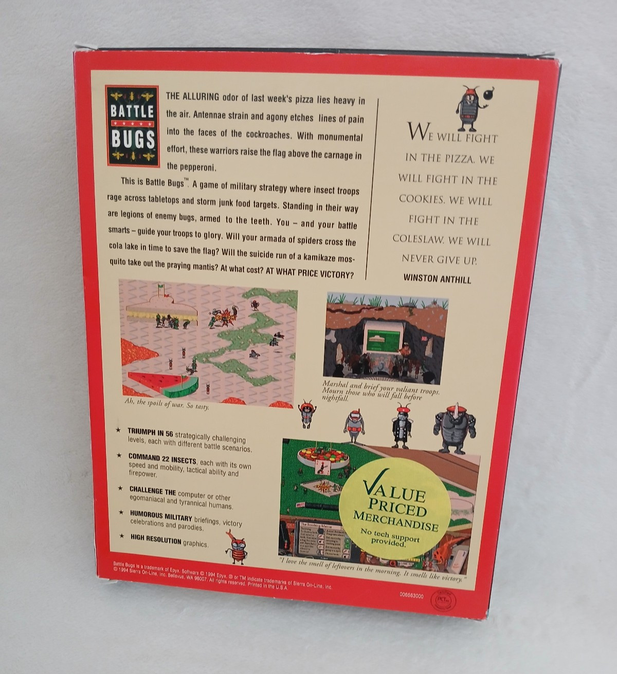 Vintage 1994 Sierra Battle Bugs! PC Big Box 3.5 disk