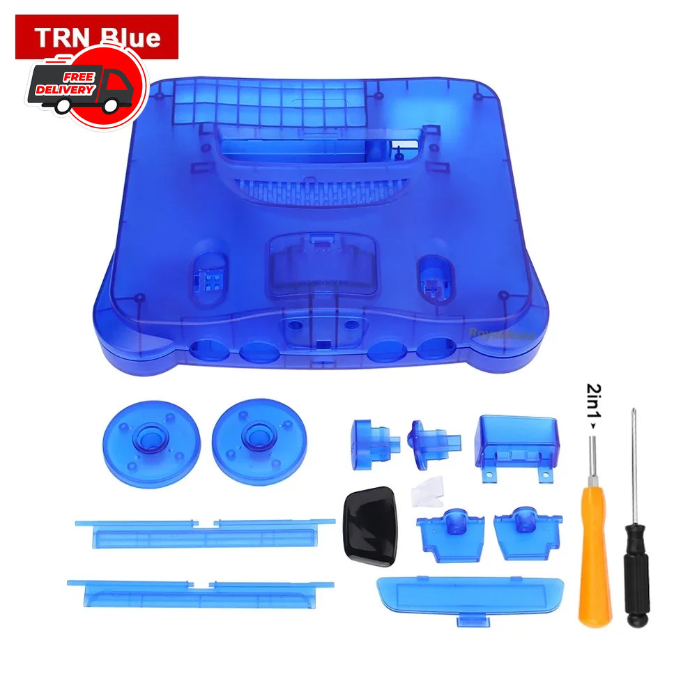 Bitfunx Replacement Shell Case for N64 Nintendo 64 Console Transparent Plastic