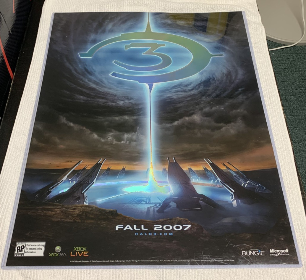 Halo 3 Rare Embossed Promo Poster Xbox Condition Master Chief in Plastic Sleeve