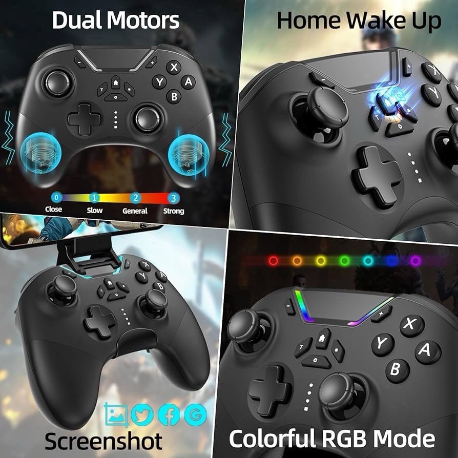 Aghi Bluetooth Controller for Switch/PC/iPhone/Android/Apple Arcade MFi Games/TV