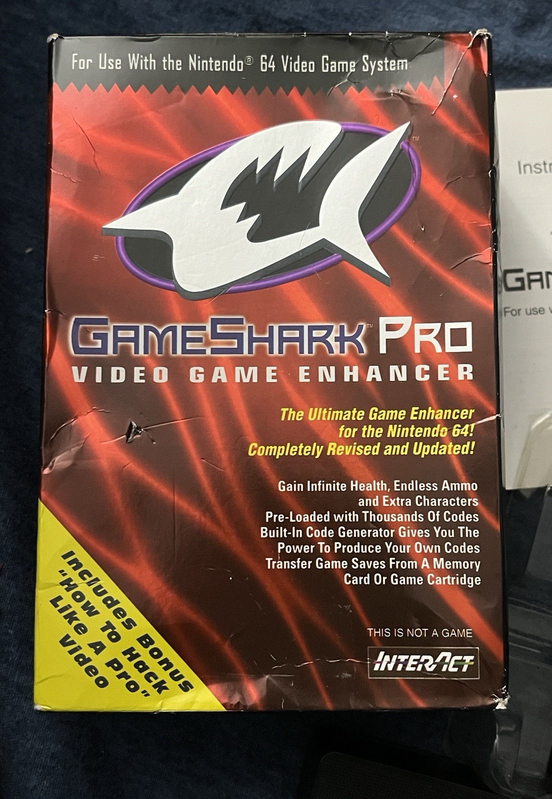 GameShark Pro v3.2 (Nintendo 64, N64) w/ Cart, VHS Tape In Box, & Inserts CIB