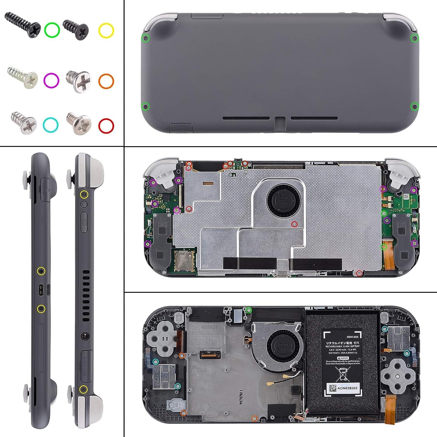 eXtremeRate Custom Case Cover for Switch Lite: Gradient Clear Purple Rose Red