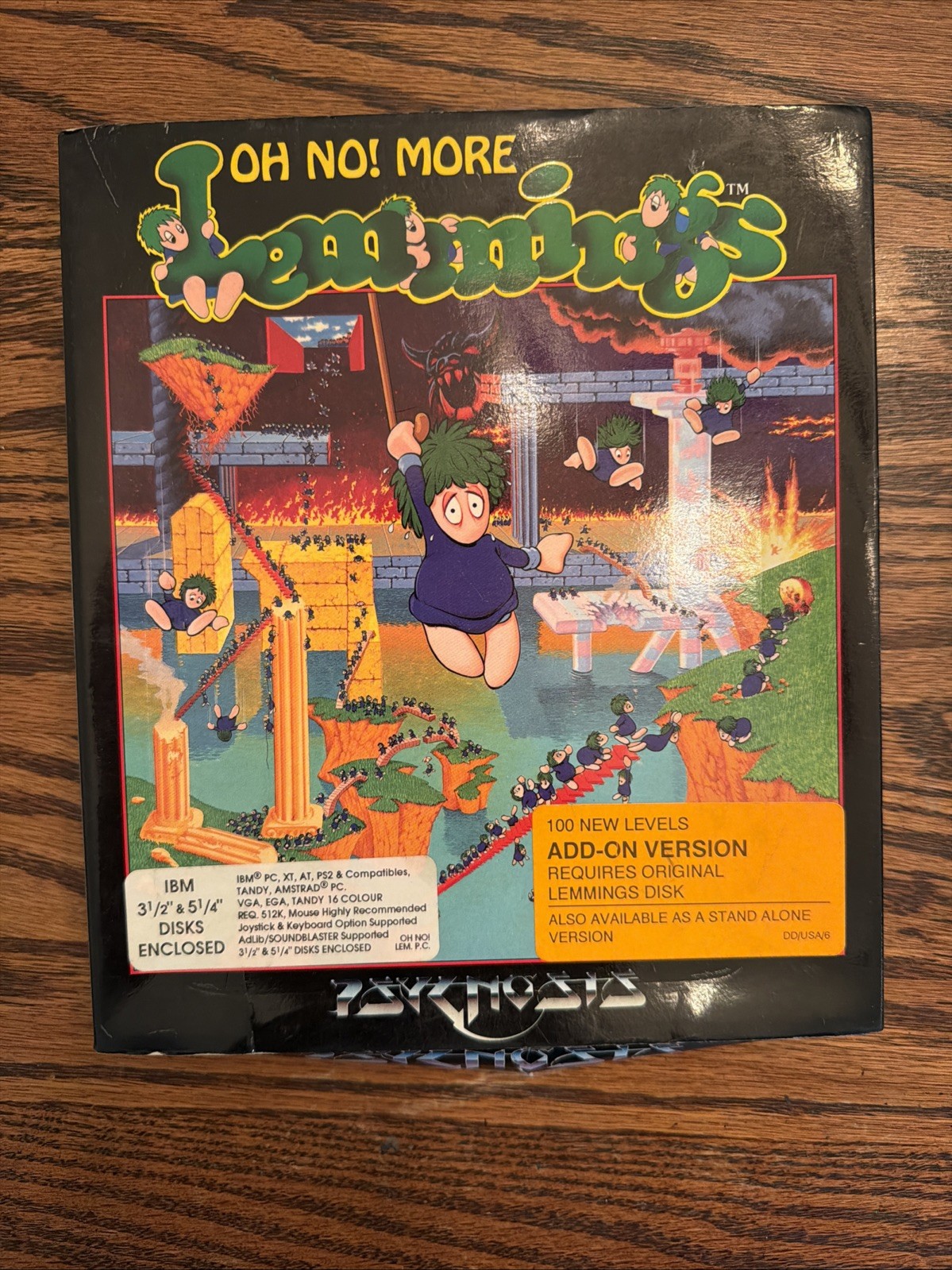1991 Lemmings Game IBM PC Big Box 5.25” Disks with Manual and Box RARE GUC