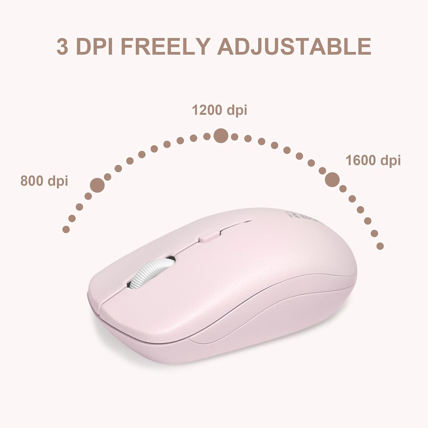 Wireless Keyboard and Mouse Combo, Reccazr 2.4G Full-Sized Pink & Cream