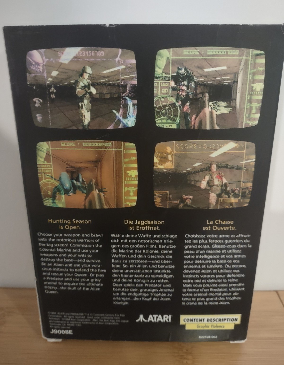 Alien Vs. Predator Atari Jaguar Game Cartridge with Box & Manual