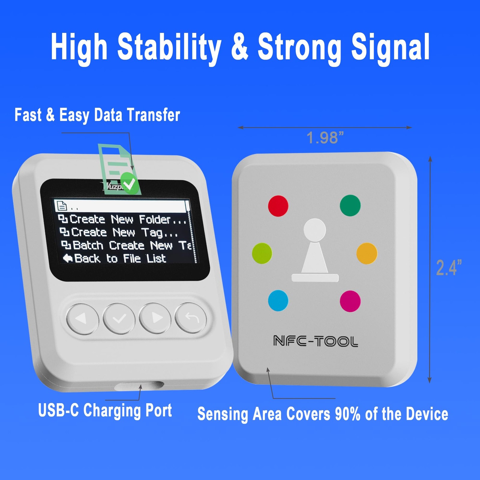 NFC Emulator Compatible with Switch 1 & 2 and Enabled 1.54 inches, Grey