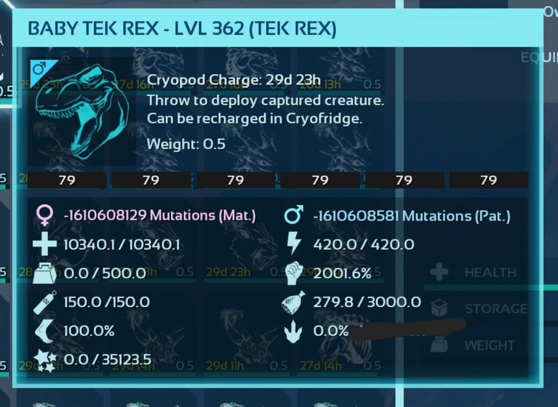 NEW TOP MELEE TEK REX BLACK ID79 BABY PAIR ARK ASCENDED PVE. PC/XBOX/PS5.