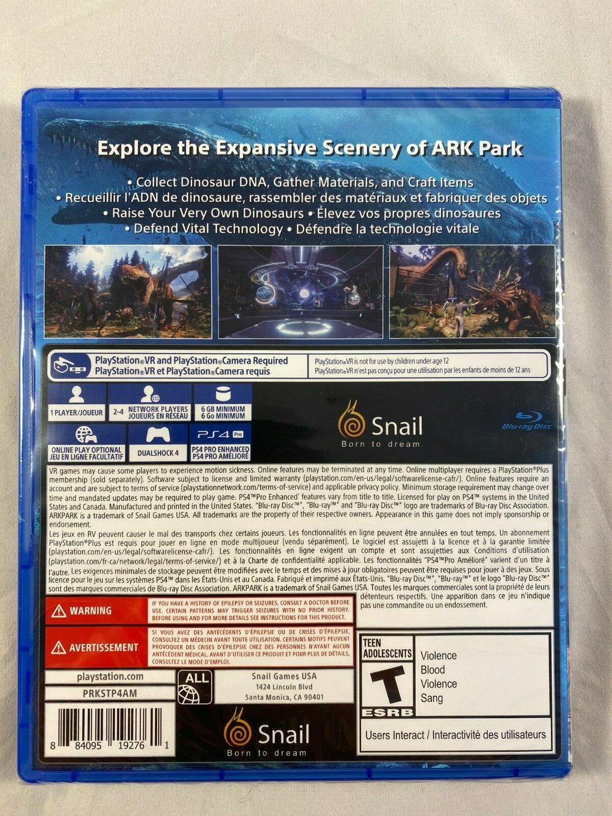 ARK PARK (PS4 VR Sony Playstation 4) BRAND NEW SEALED!