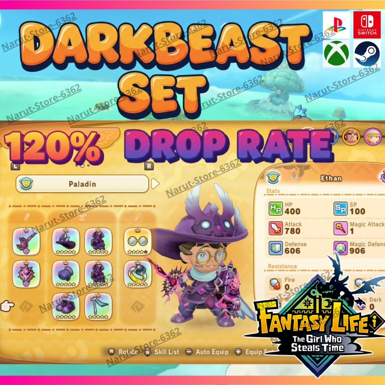 Fantasy Life I: Dark Beast Set 🌟+120% drop rate🌟 Item Weapons