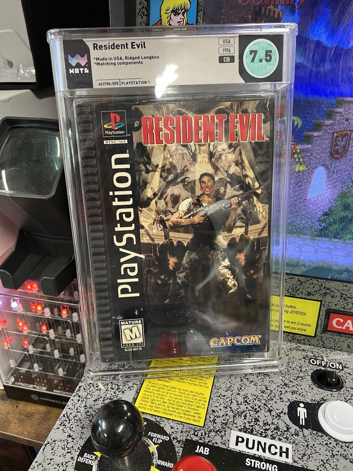 1996 PS1 Resident Evil Ridged Long Box WATA 7.5 CIB Matching Components 8.0 Box!