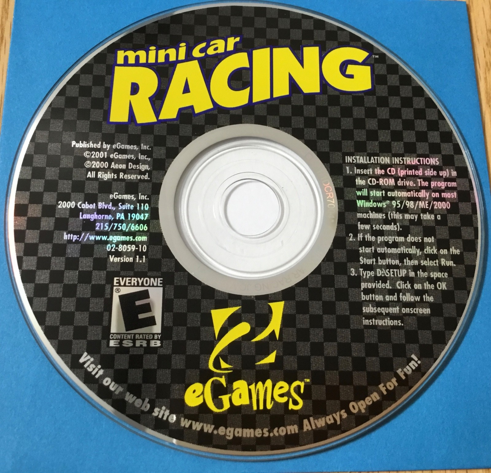 Mini Car Racing (Windows 95/98, 2001) Game/Case, Not Tested