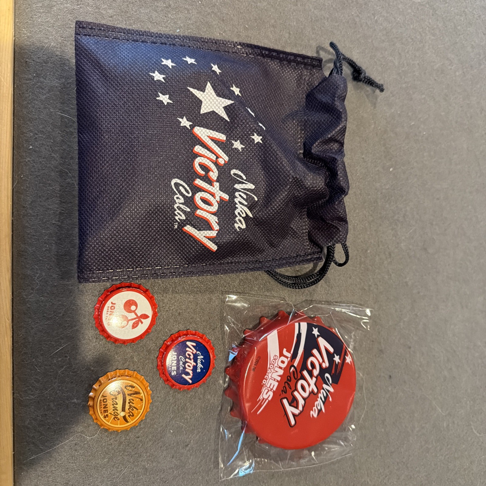 Fallout Jones Soda Vault-Tec Supply Pack Bottle Opener Cap Bag Nuka Victory Cola