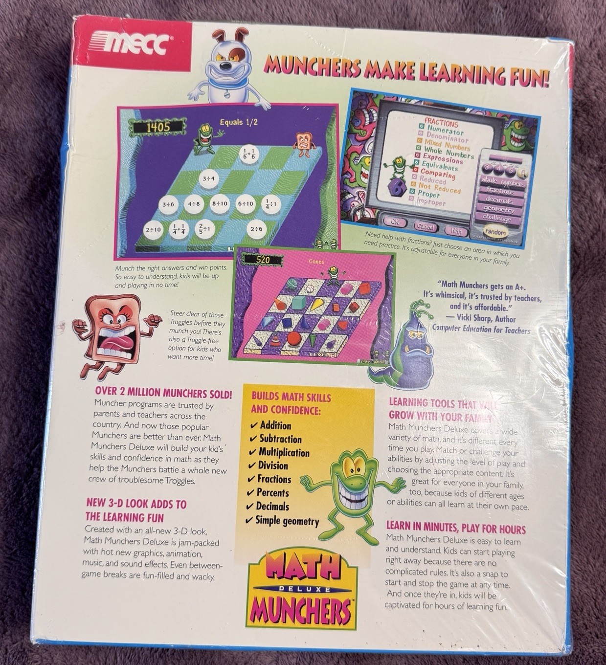 Math Munchers Deluxe (Windows/Mac, 1995) Sealed Includes Oregon Trail Disc