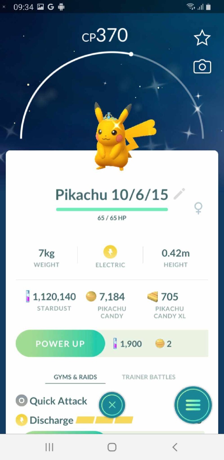 ✨Shiny Pikachu wearing Aquamarine Crown, Random Gender, Pokèmon Go, Registered