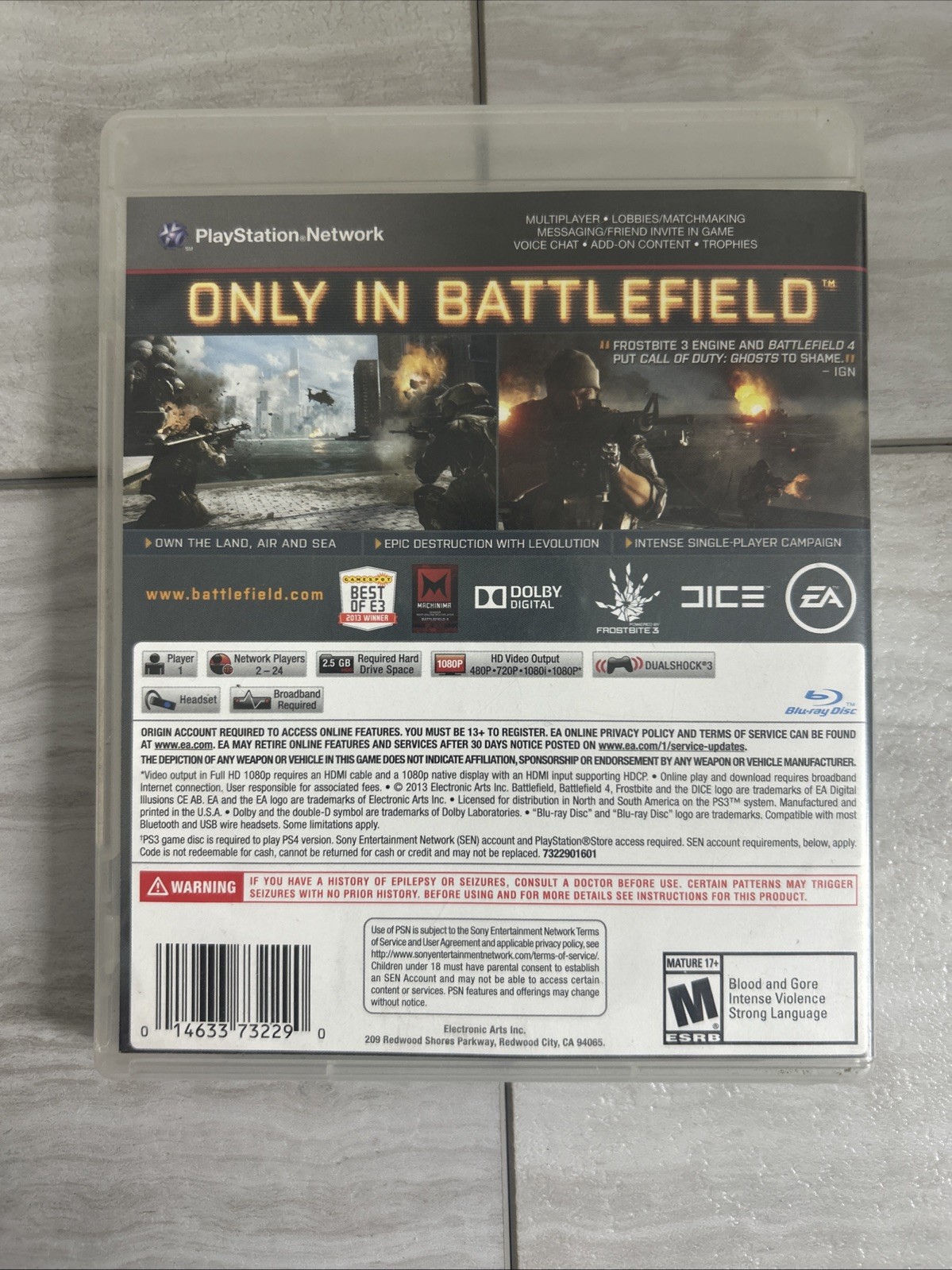 Battlefield 4 (Sony PlayStation 3, 2013) Authentic Tested CIB EUC