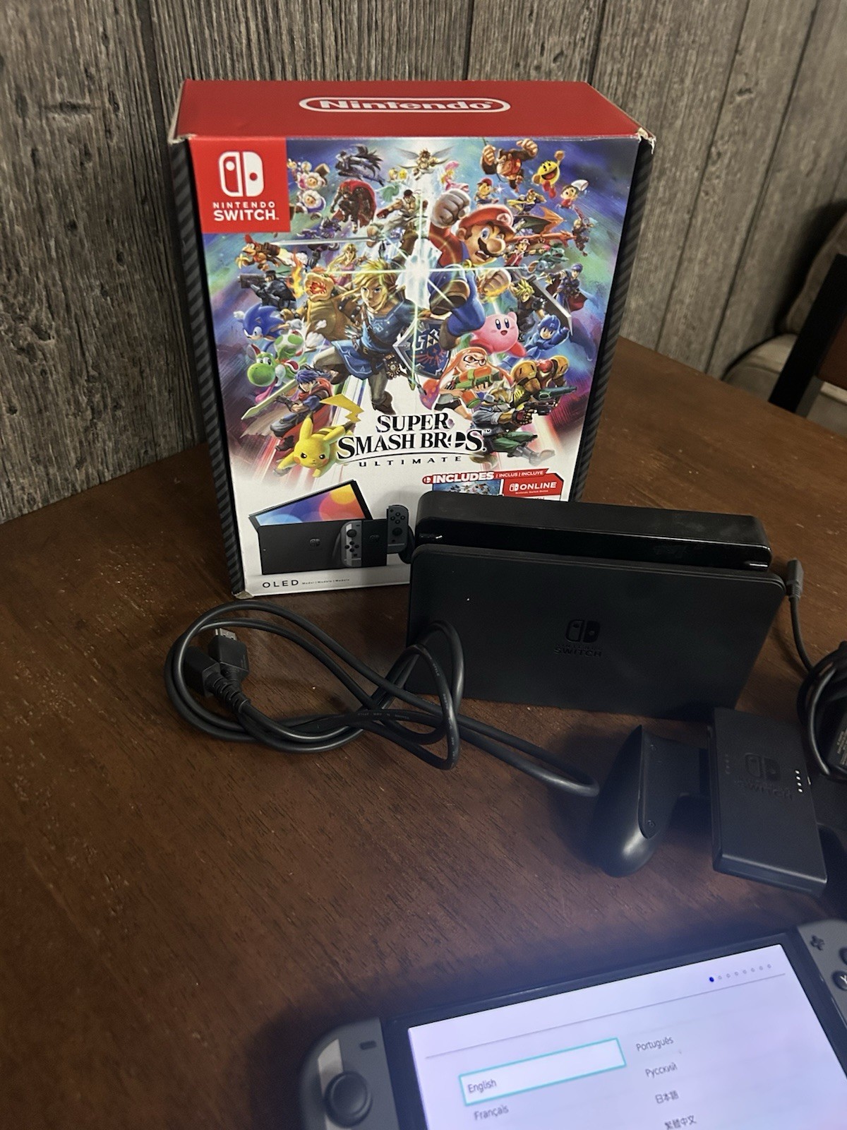 Nintendo Switch (OLED Model) Super Smash Bros. Bundle 64GB Console – Gray Box