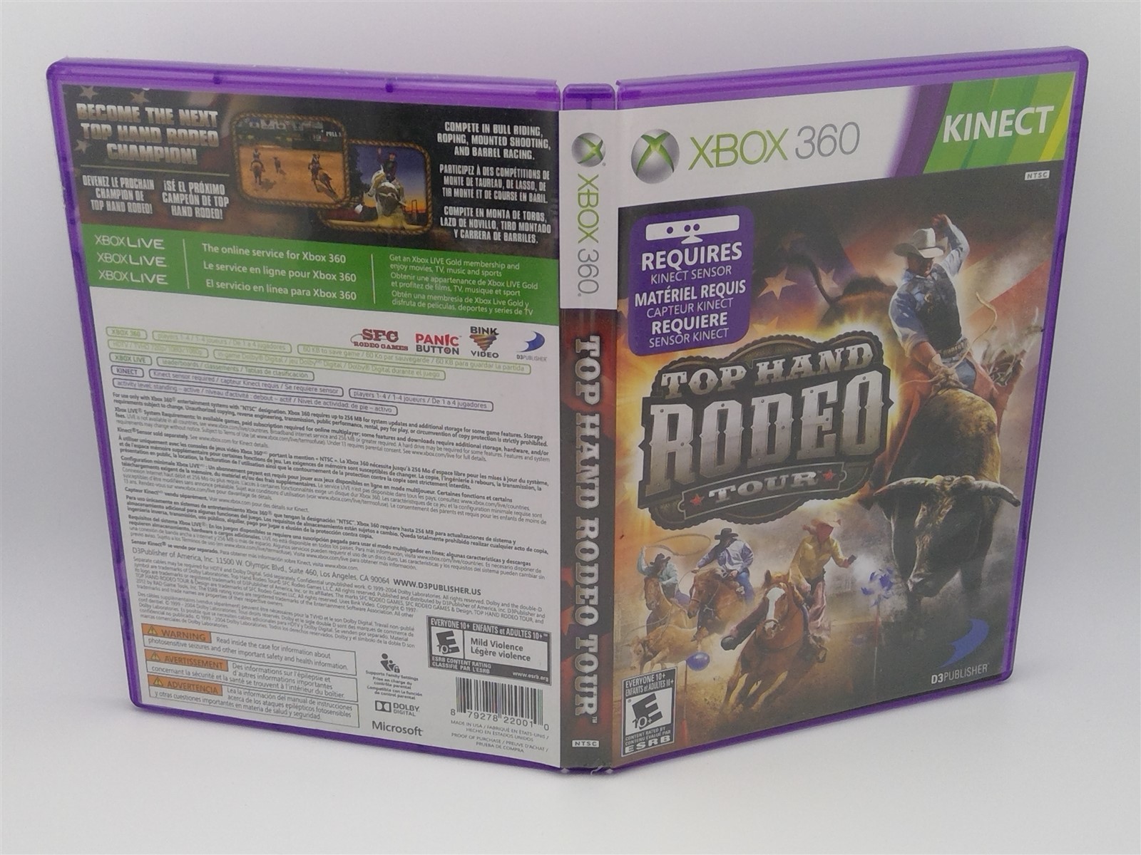Top Hand Rodeo Tour – Xbox 360 – Game E10+ D3publisher Purple Kinect – CIB