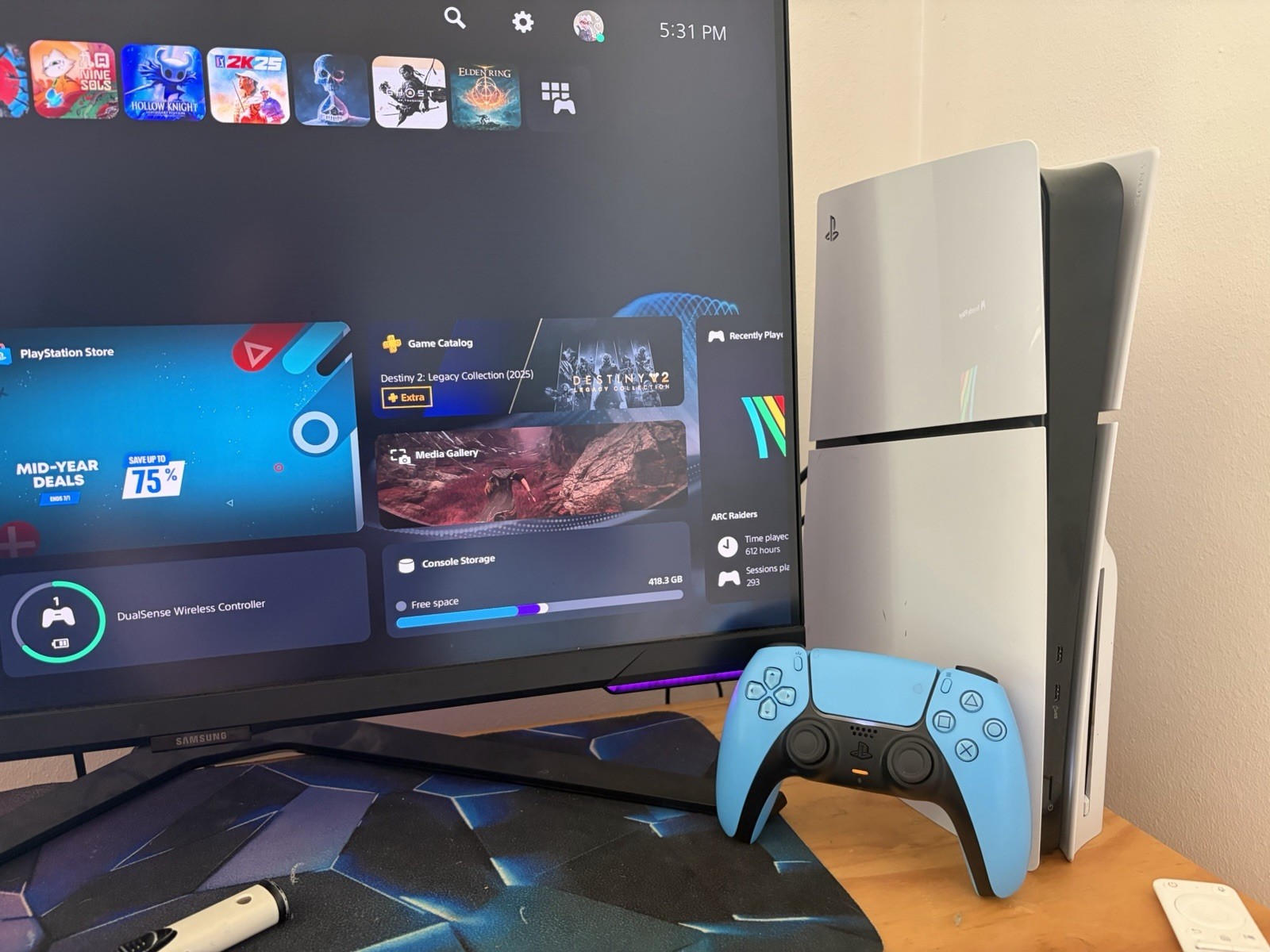 Sony PS5 Digital Edition Console And Controller.