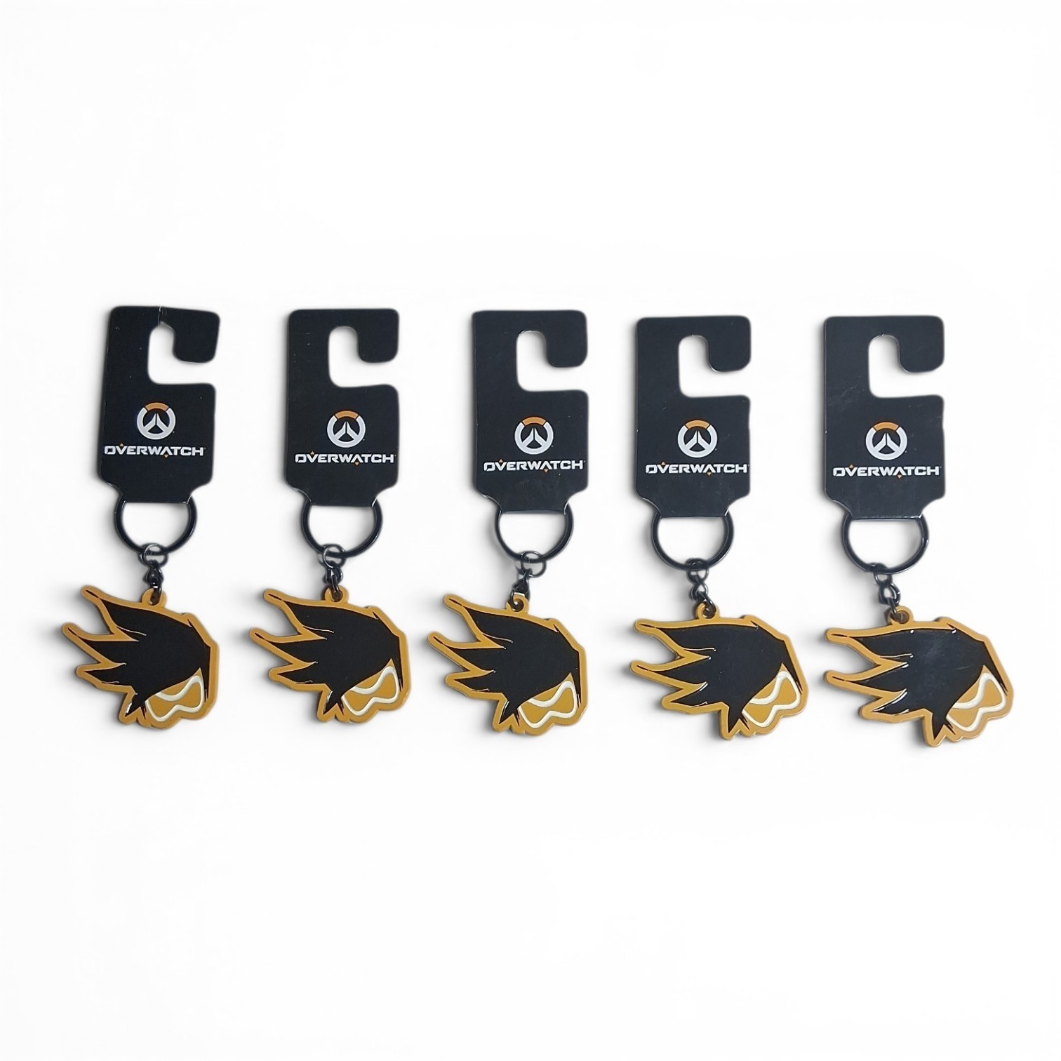 5 PK OVERWATCH TRACER HEAD LOGO SPRAY KEYCHAIN 2018 LICENSED BLIZZARD