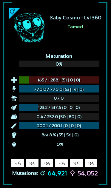 ARK Survival Ascended Albino Cosmo TOP STATS – PVE Official