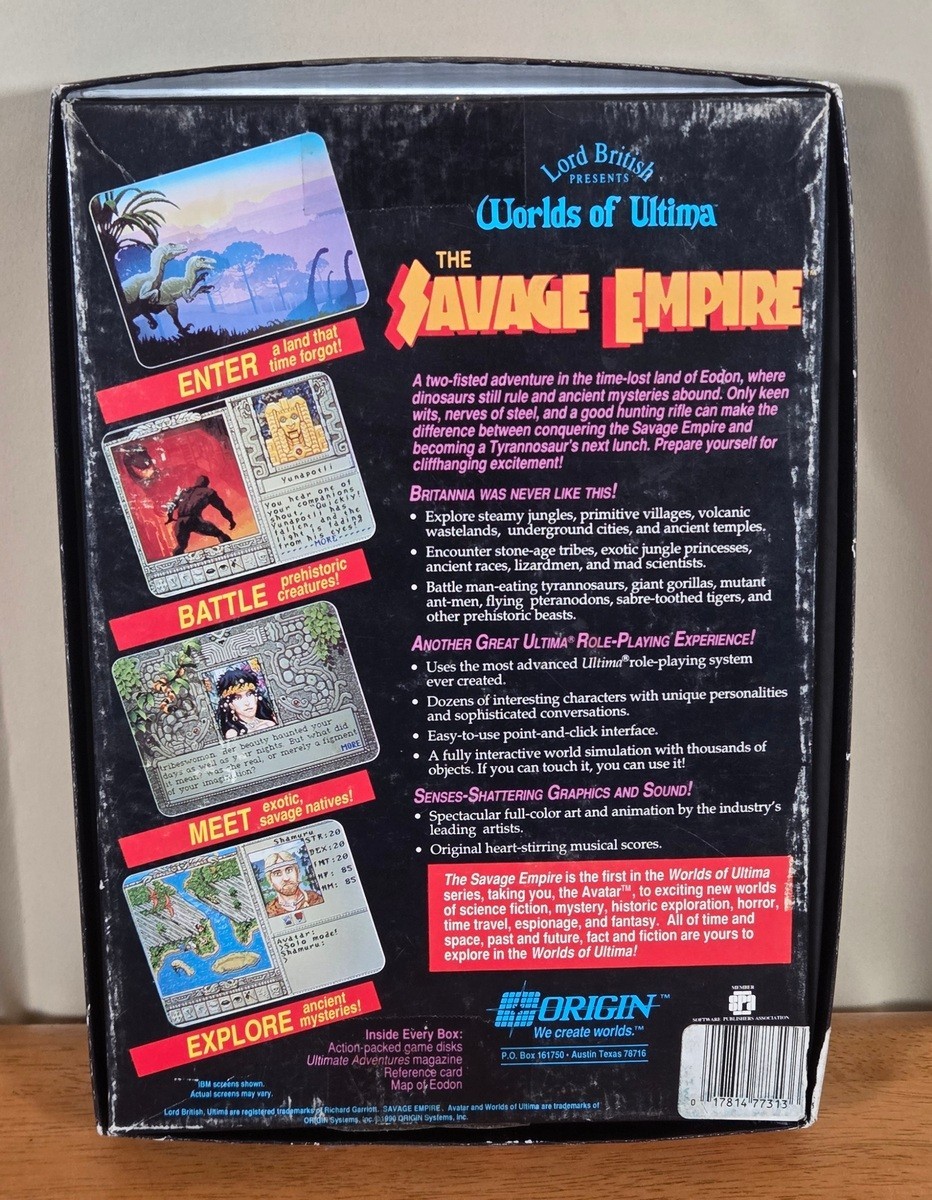 Worlds of Ultima Savage Empire Origin IBM PC Big Box Game 5.25″ Disk No Map 1990