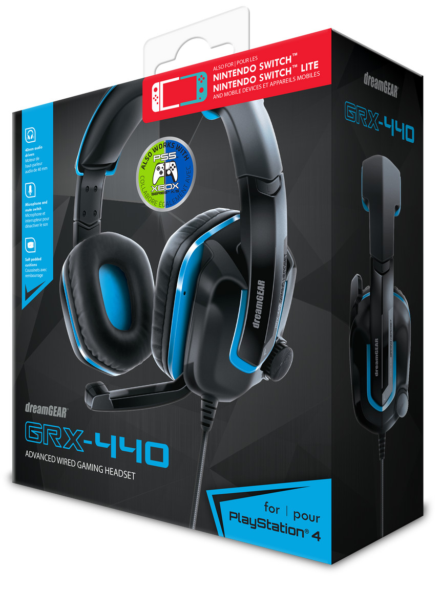 dreamGEAR GRX-440 Gaming Headphones Blue Black with Mic Wired