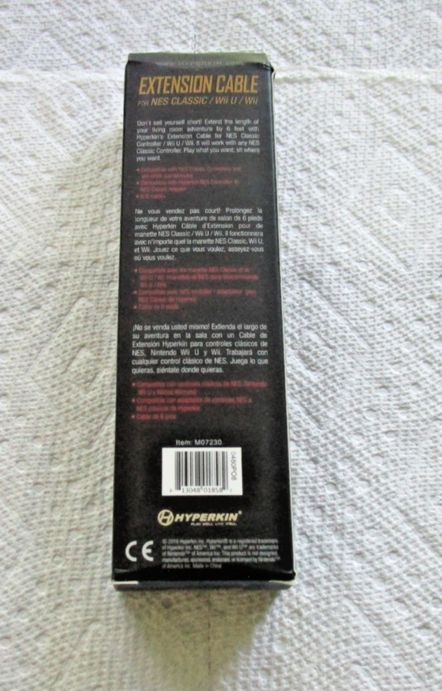 Hyperkin Extension Cable for NES Classic/WiiU/Wii BRAND NEW NEVER OPENED!!