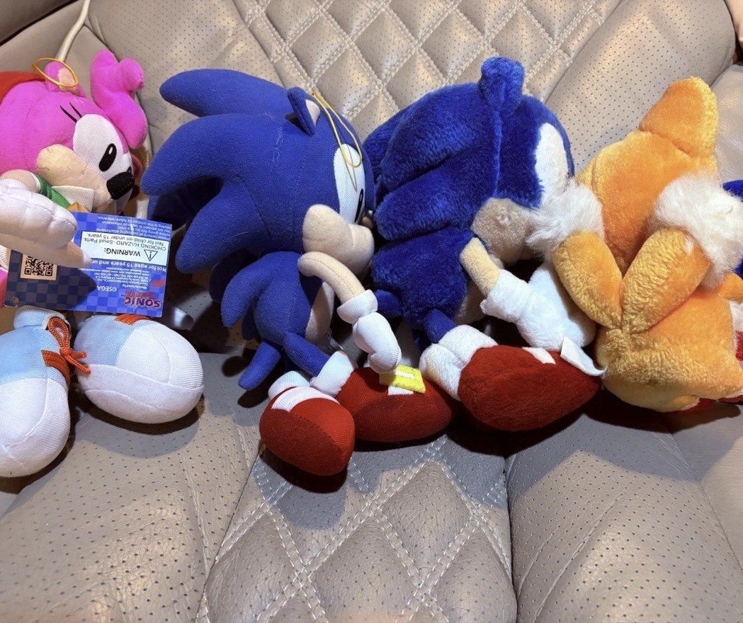 SEGA Sonic the Hedgehog Plush Doll Lot Sonic Tails Amy Rose Hanging Loop