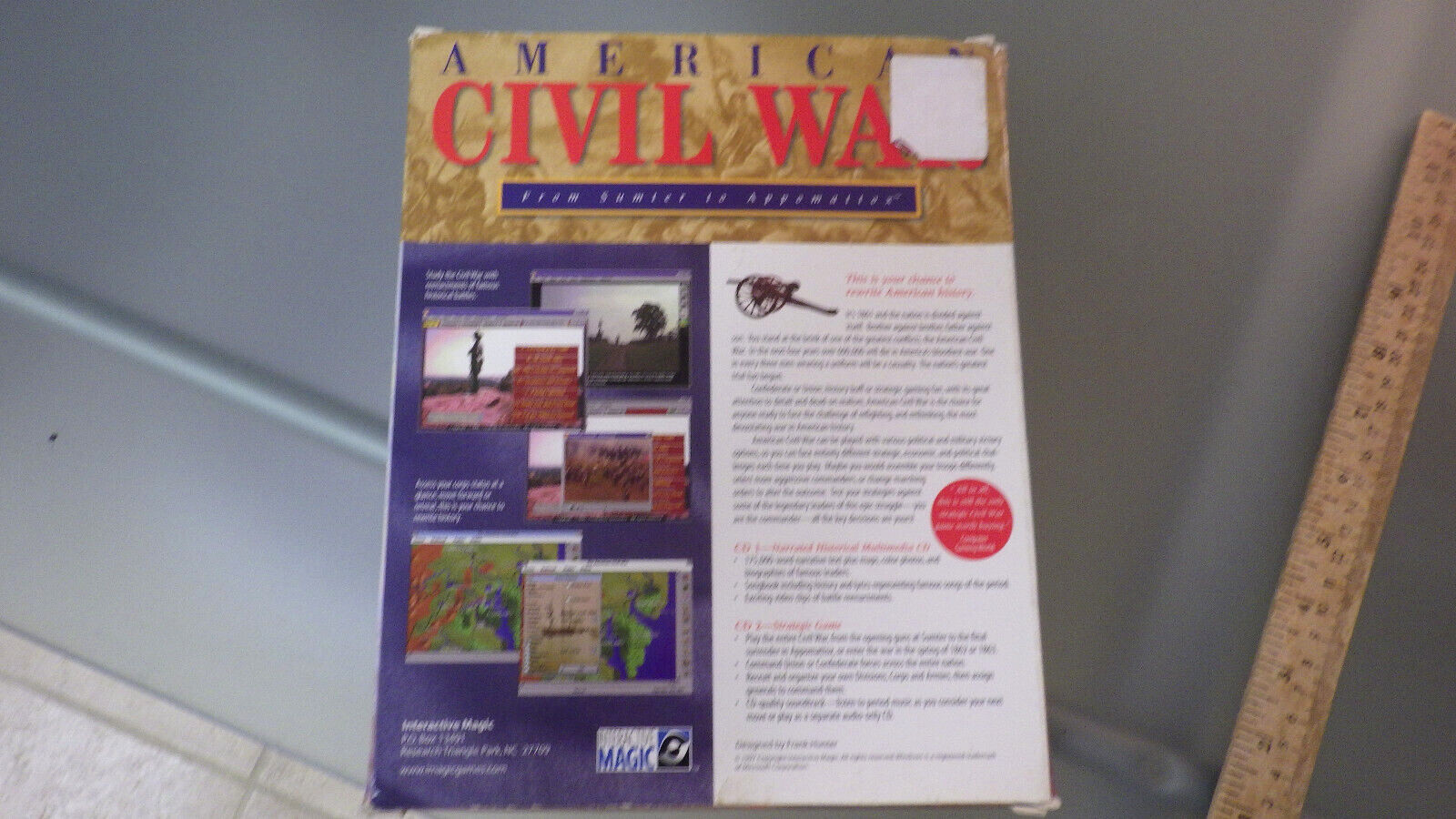Vtg 1997 Video PC Game AMERICAN CIVIL WAR Big Box Interactive Magic CD-ROM *CIB