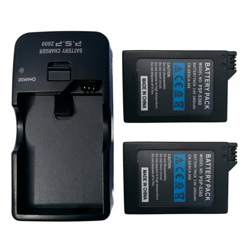2x 3600mAh 3.6V Rechargeable Battery for PSP 2000/2001/3000/3001/3003 +Charger