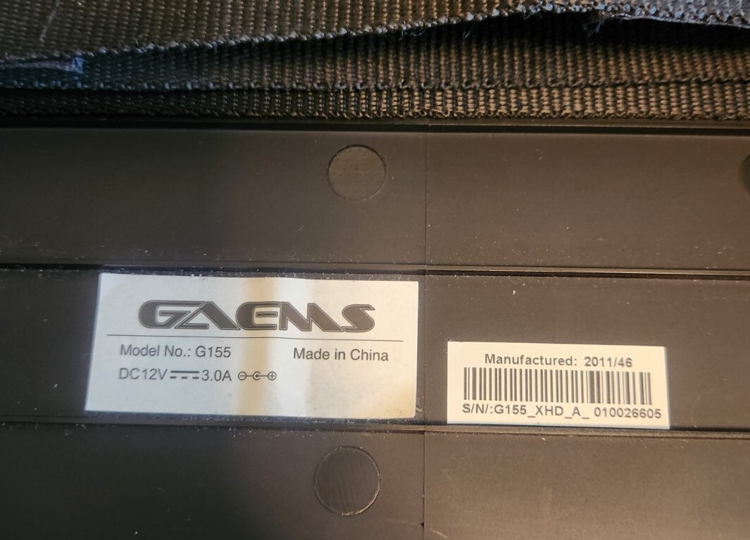 Gaems G155 15.5″ Portable Personal Gaming Monitor, Power Cord, Tested Working