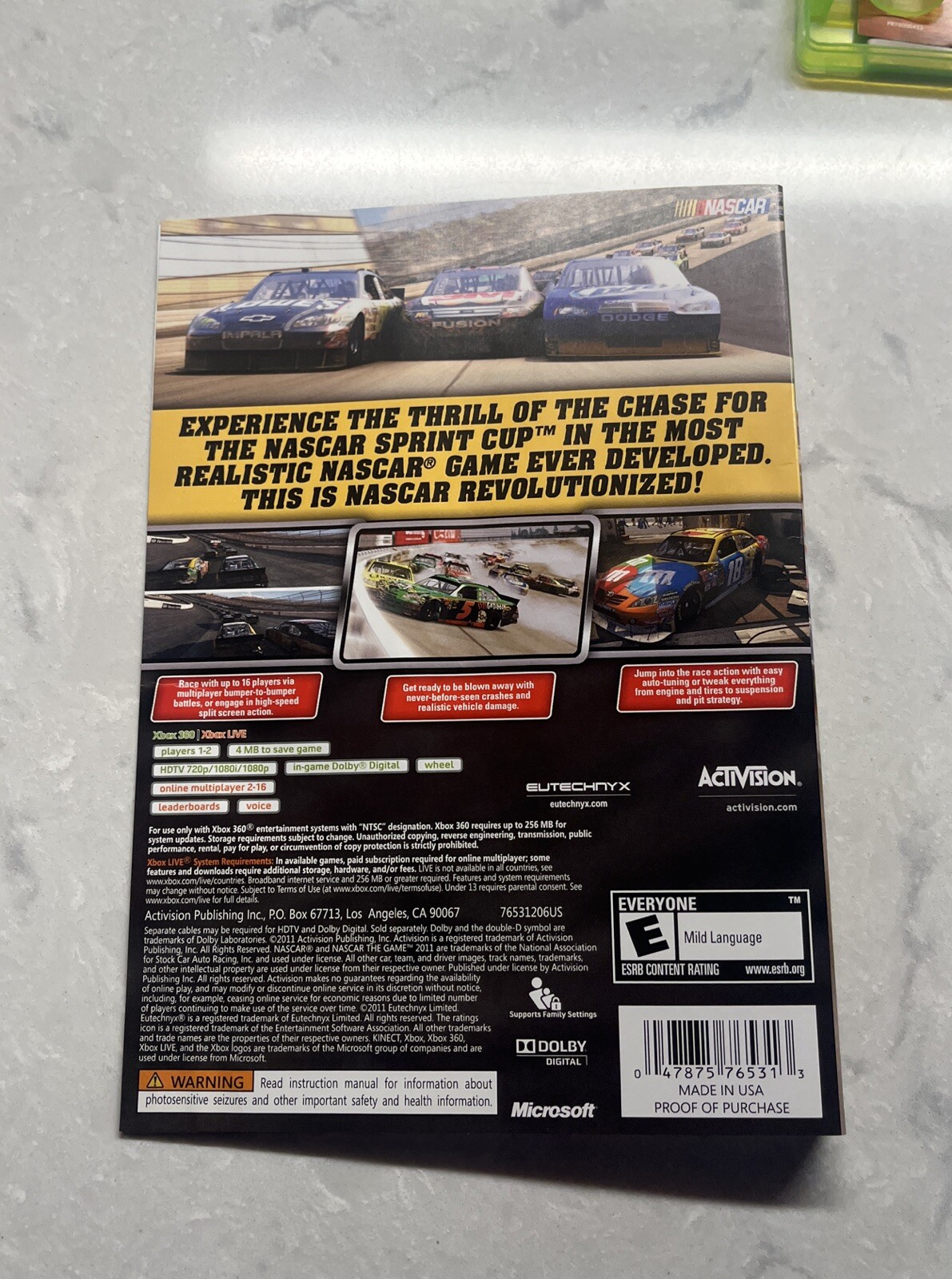 NASCAR The Game 2011 (Microsoft Xbox 360, 2011)w/ Manual TESTED