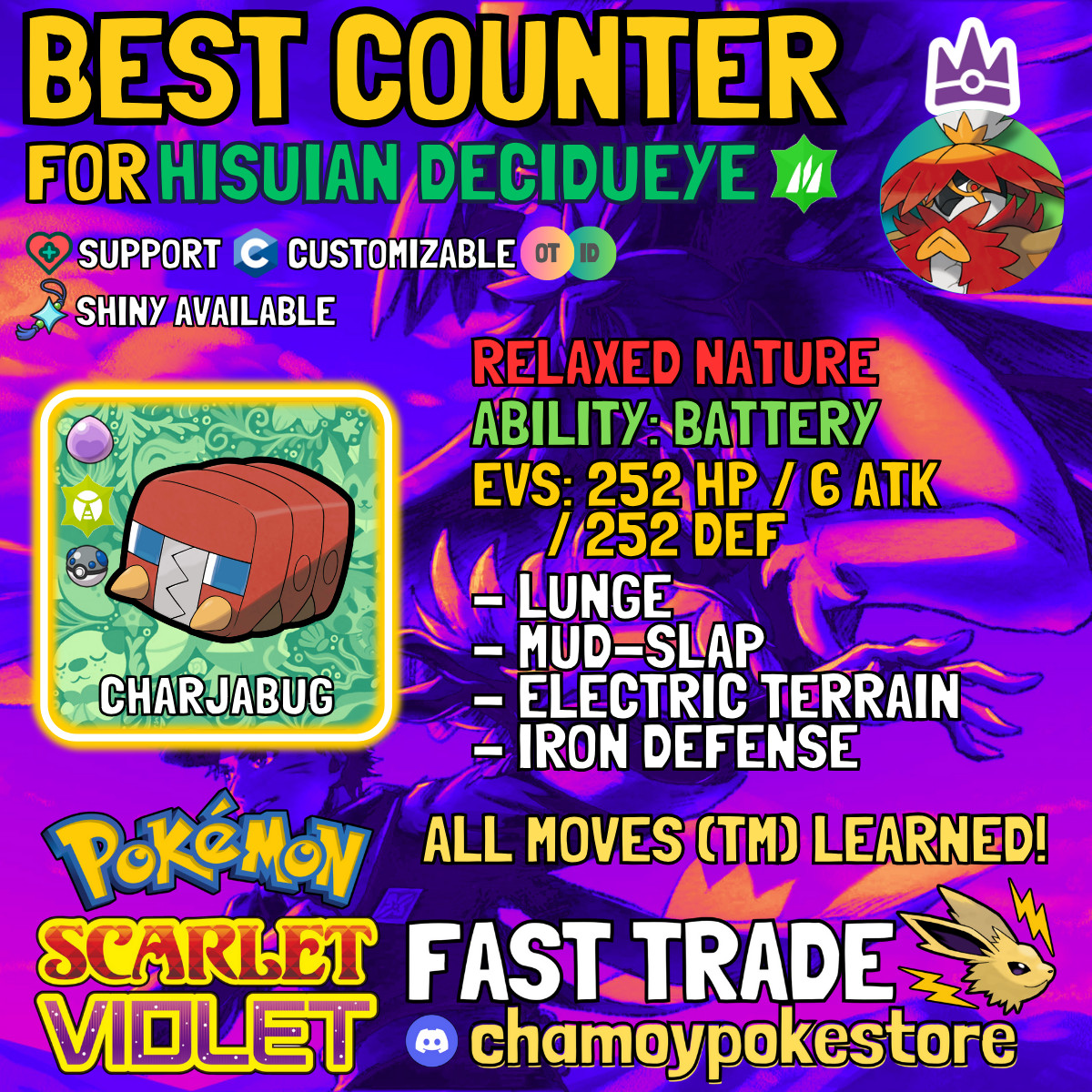 HISUIAN DECIDUEYE Tera Raid Counters ⚡ 6IV BUNDLE ⚡ Pokemon SCARLET and VIOLET