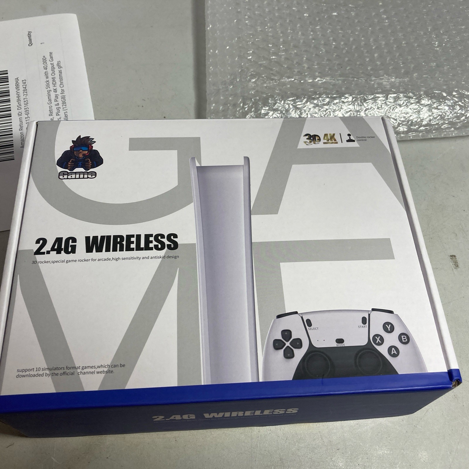 Game 2.4G Wireless Controller Set w/ Receiver, Built-in Games, White/Black