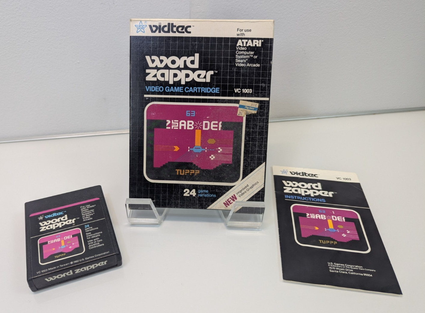 Atari 2600 WORD ZAPPER video game cartrige, manual, complete in box CIB TESTED