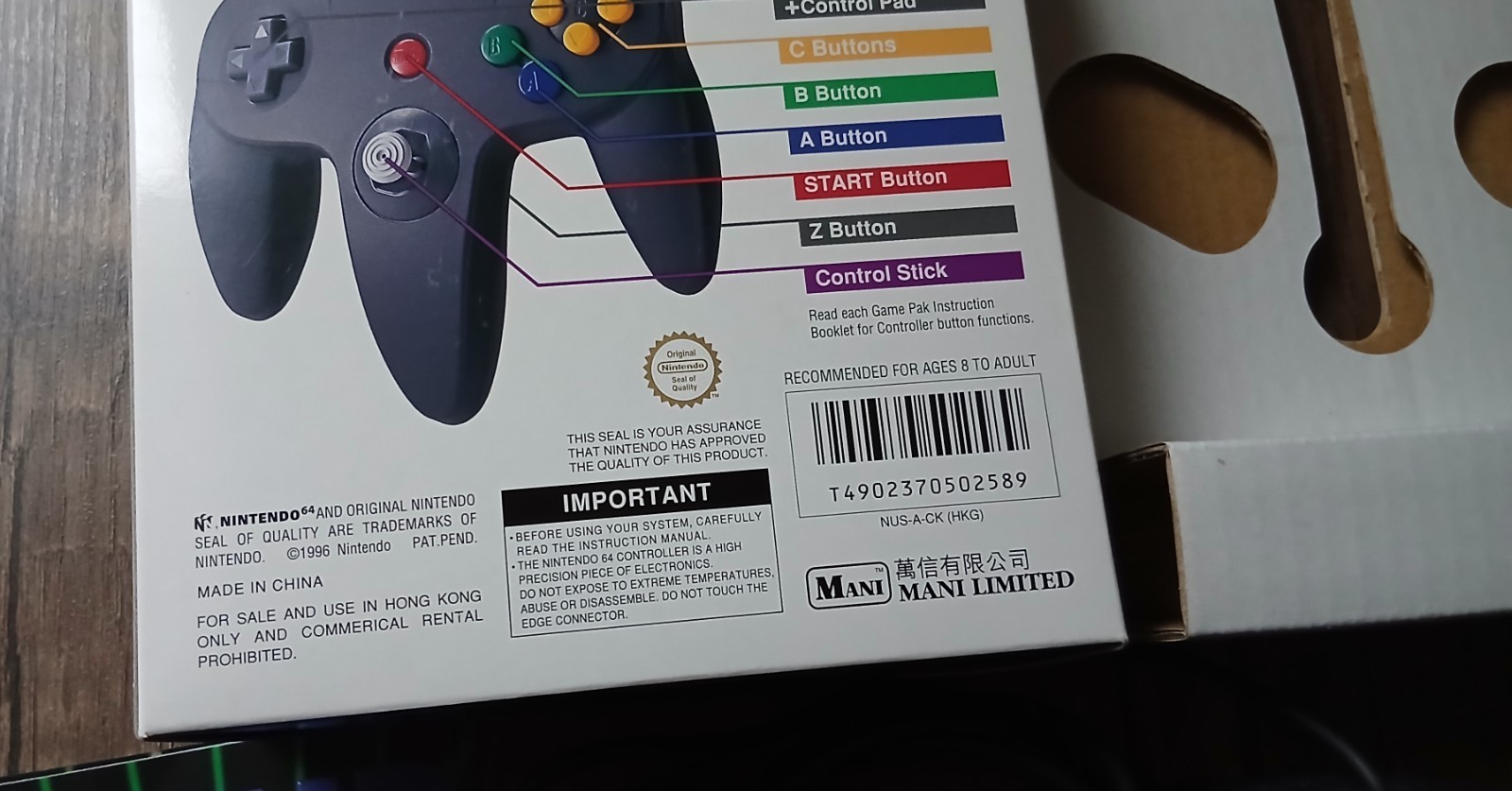 Nintendo 64 Black controller HKG Mani Limited Hong Kong version CIB *RARE*