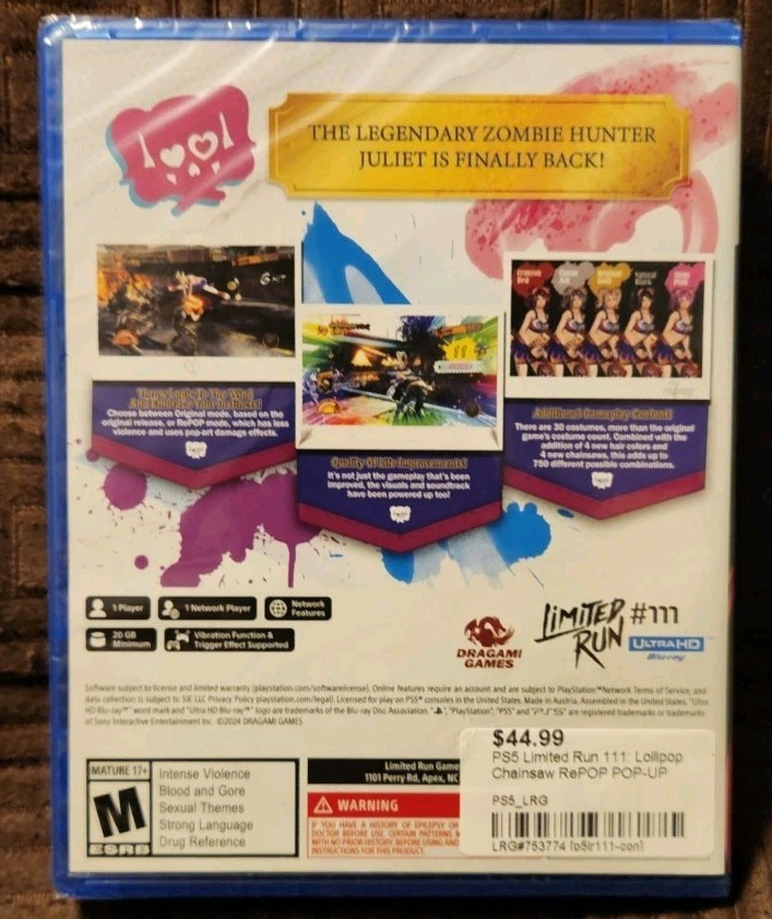 Lollipop Chainsaw Repop SoHo NYC Edition PS5 Brand New In Protective Case