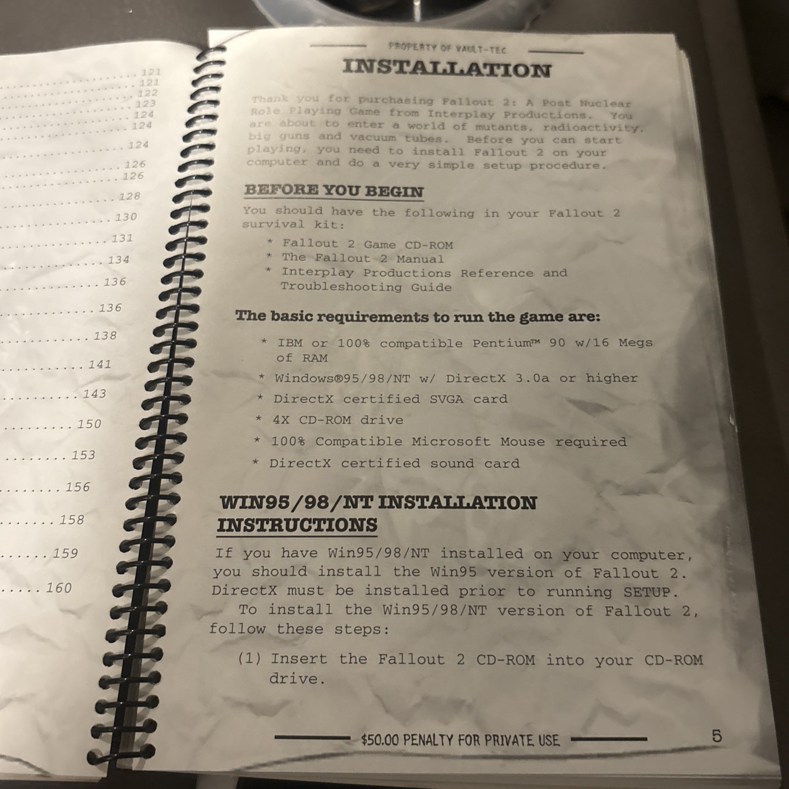Vintage Vault Tec Lab Journal Game Manual Only