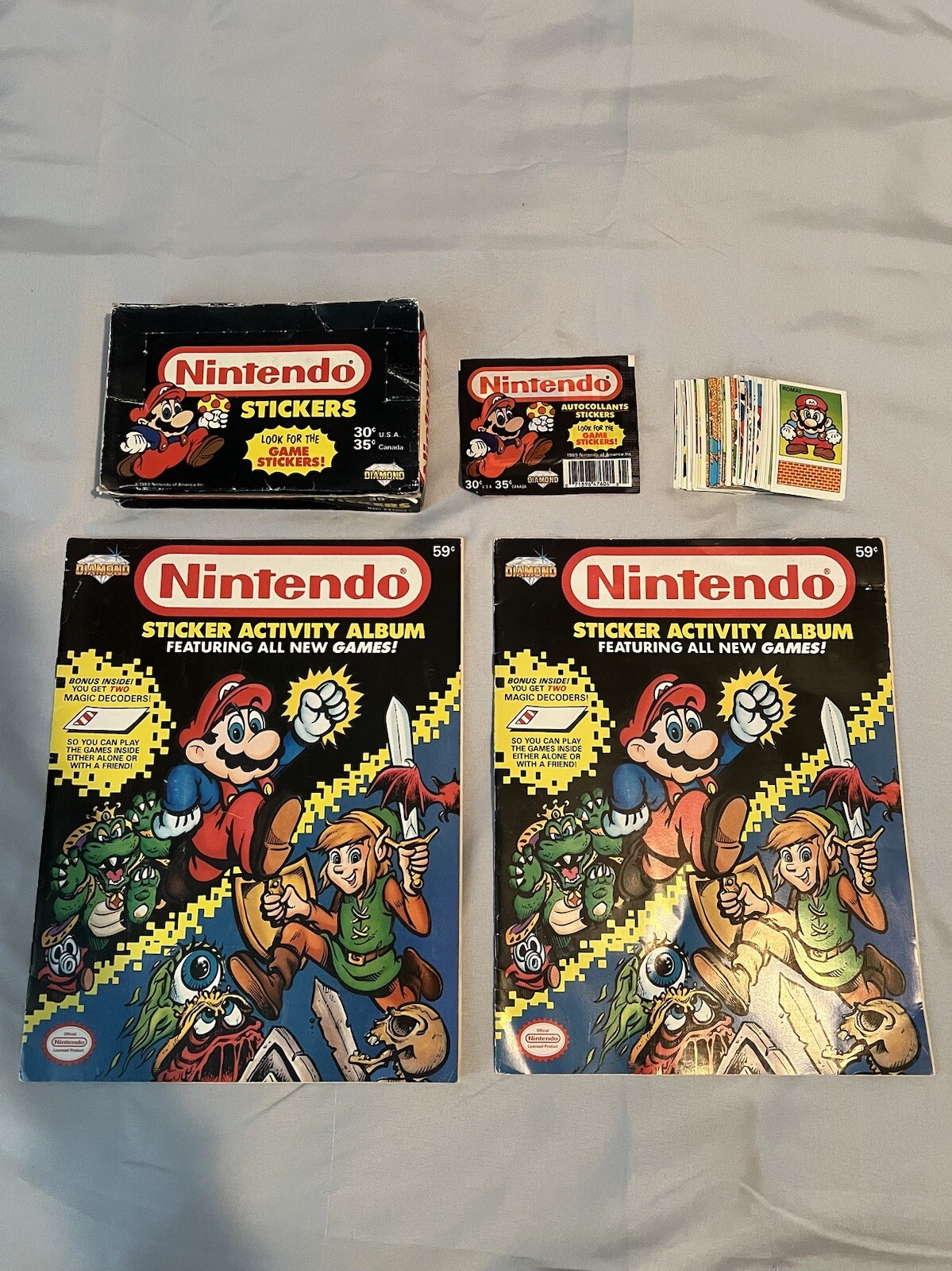 1989 Nintendo Sticker Box and Album Book – Diamond Complete Mario Link Zelda￼