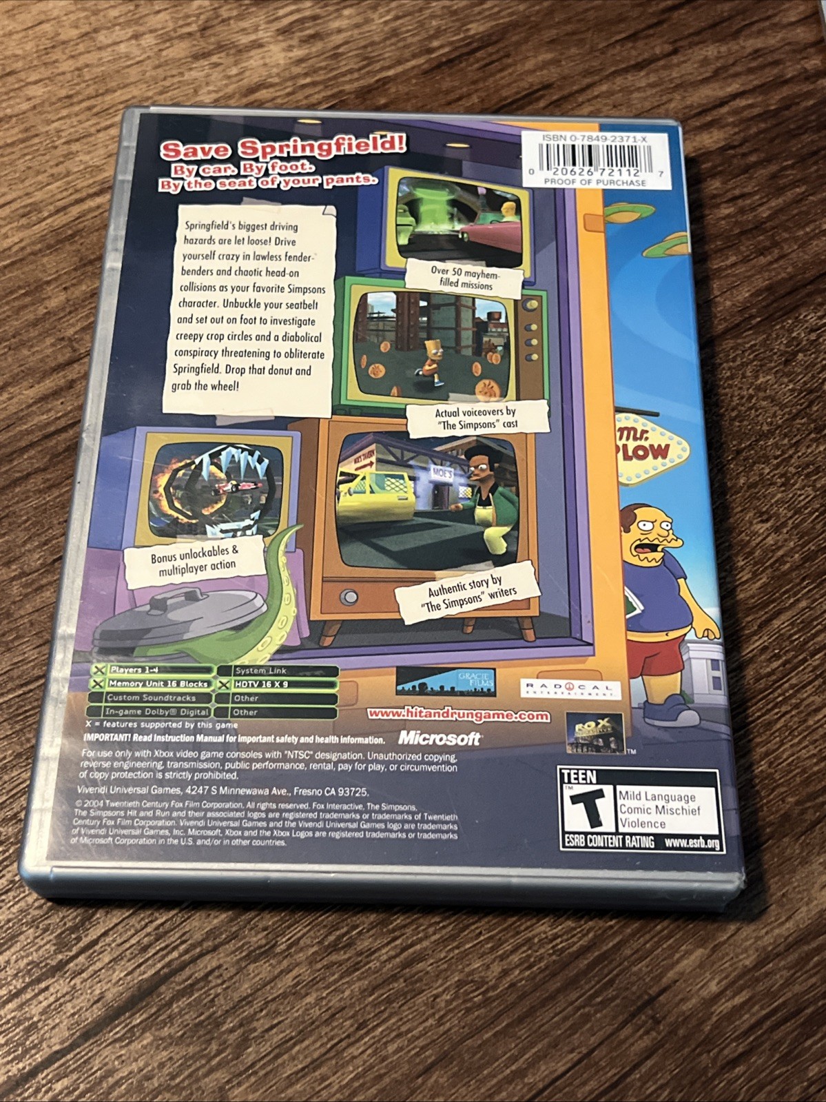 The Simpsons Hit & Run Platinum Hits Xbox Original Microsoft CIB