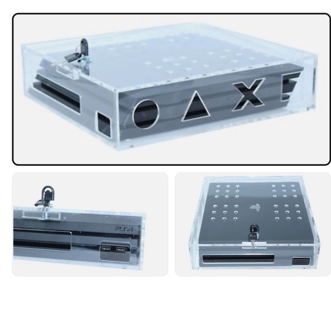 PlayStation 4 PS4 Acrylic Security Display Case with Lock and Keys Clear