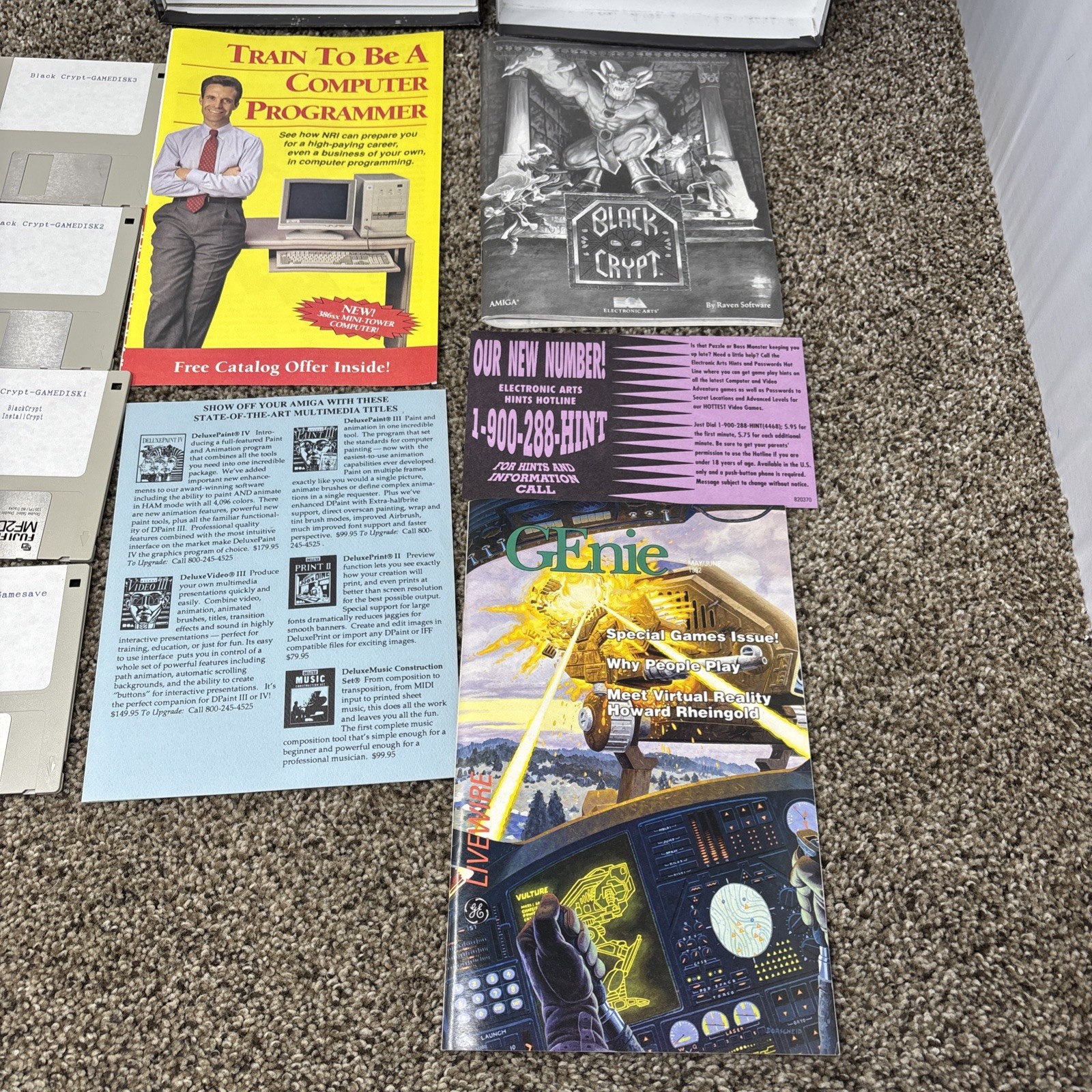 Black Crypt Commodore Amiga Big Box Game Complete CIB 3.5″ EA Untested