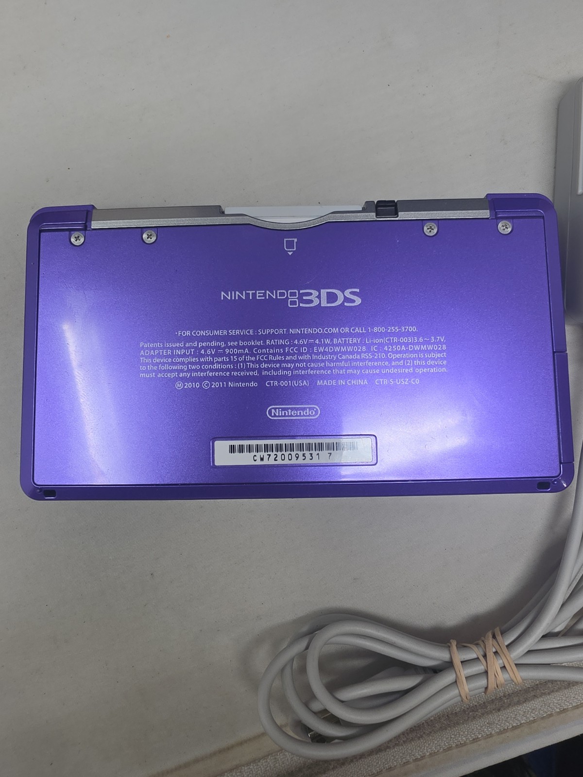 Nintendo 3DS Midnight Purple CTR-001 Console — Fully Tested w/Charger/Stylus