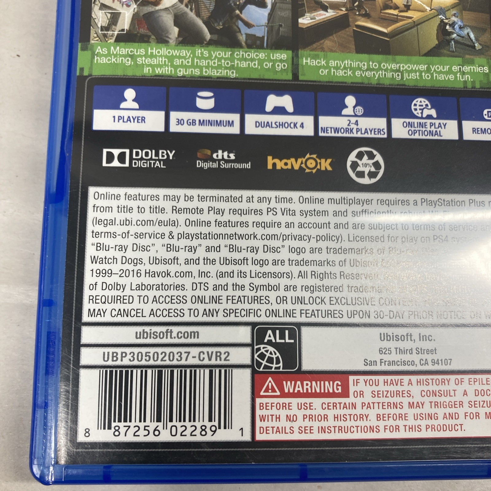 Watch Dogs 2 (Sony PlayStation 4, 2016) – TESTED & WORKING! Clean, Smoke Free.
