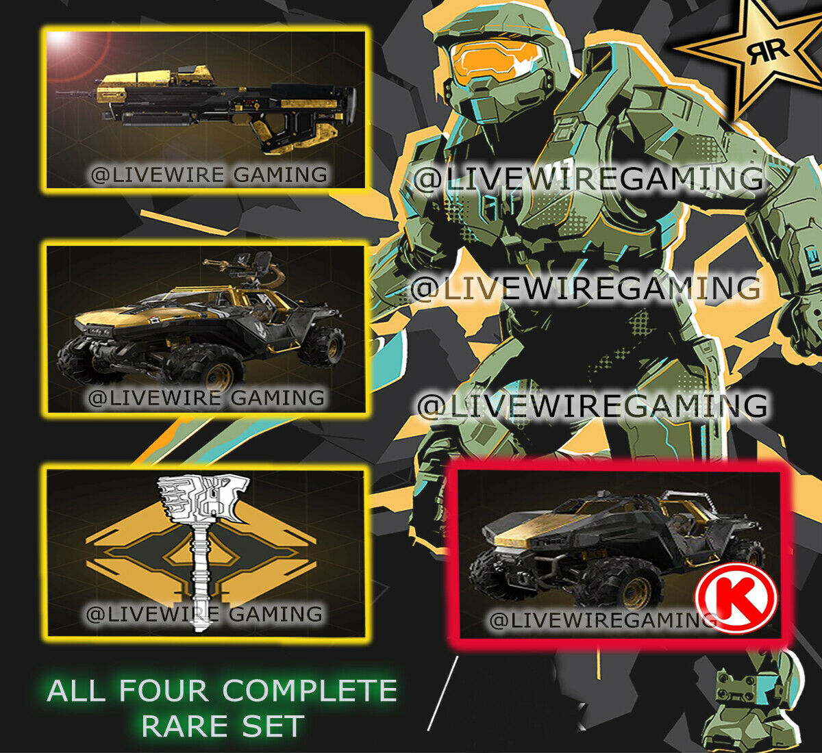 Halo Infinite – Rockstar Energy Full Set Coatings & Emblem Pack – MA40 w Warthog