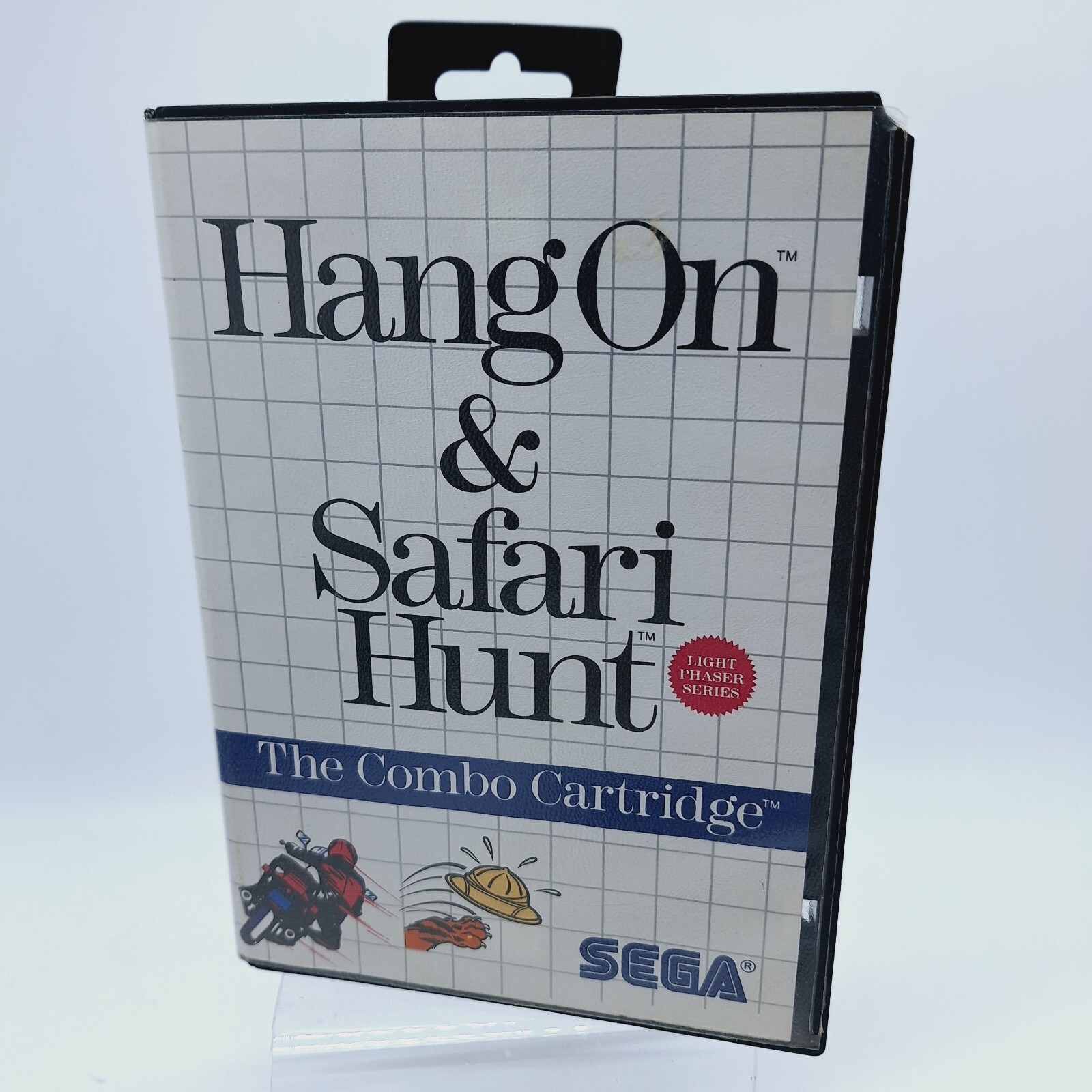 Hang-On / Safari Hunt (Sega Master) Cartridge Case and Manual CIB
