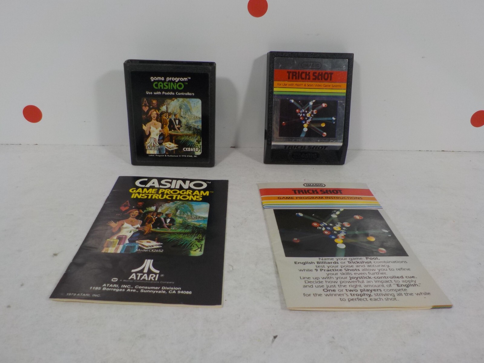 N A129 Atari 2600 Game w/ Manual Lot Casino & Trick Shot